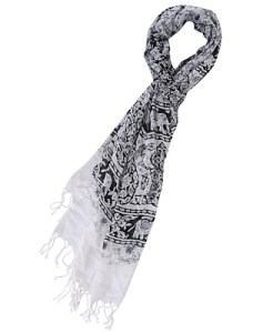 Forever 21 - Elephants & Filigree Scarf in Black - Cream $7.80