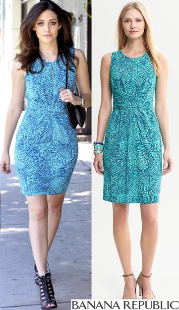 Emmy Rossum. Banana Republic - Issa Collection Blue Ceramic Printed Wrap-Tie Dress $130.00