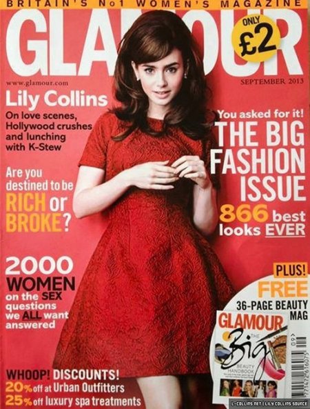 Lily Collins for Glamour UK September 2013