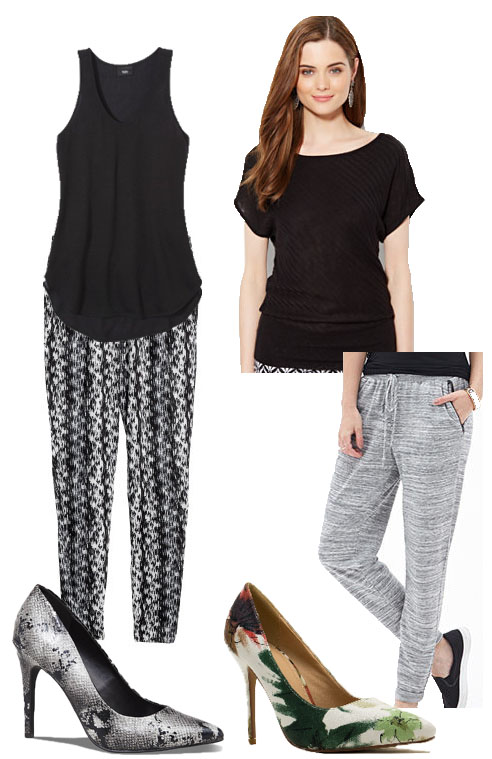 Emma Stone inspired black & pants looks.