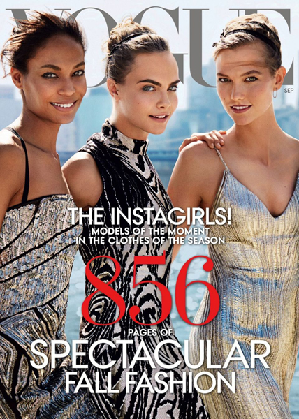 Joan Smalls, Cara Delevingne, & Karlie Kloss for Vogue September 2014.