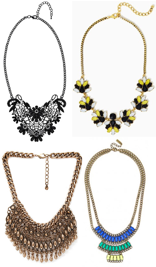 statement necklaces.