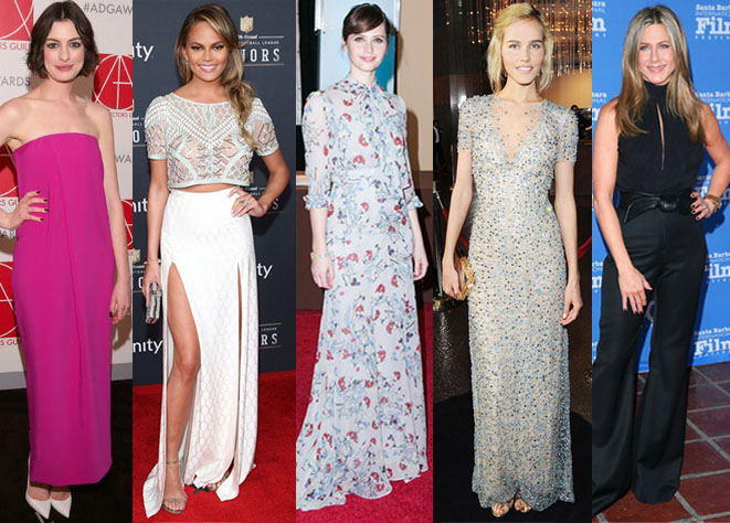 Anne Hathway, Chrissy Teigen, Felicity Jones, Isabel Lucas, & Jennifer Aniston.