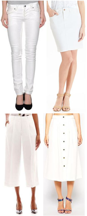 Jeans - YOOX $24.00, Pencil Skirt - Old Navy $29.94, Culottes - JC Penney $36.00, & ASOS $42.00.