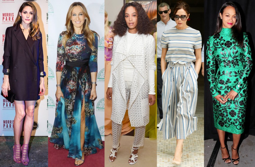 Olivia Palermo, Sarah Jessica Parker, Solange Knowles, Victoria Beckham, & Zoe Saldana.