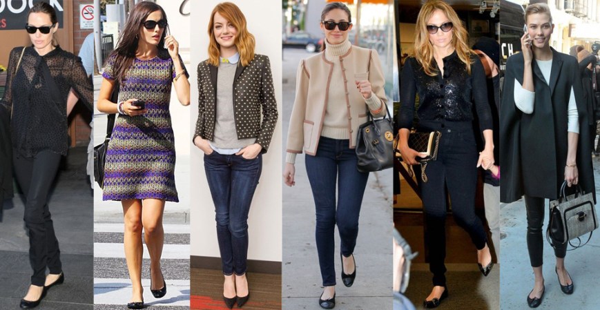 Angelina Jolie, Camilla Belle, Emma Stone, Emmy Rossum, Jennifer Lopez, & Karlie Kloss in flats.