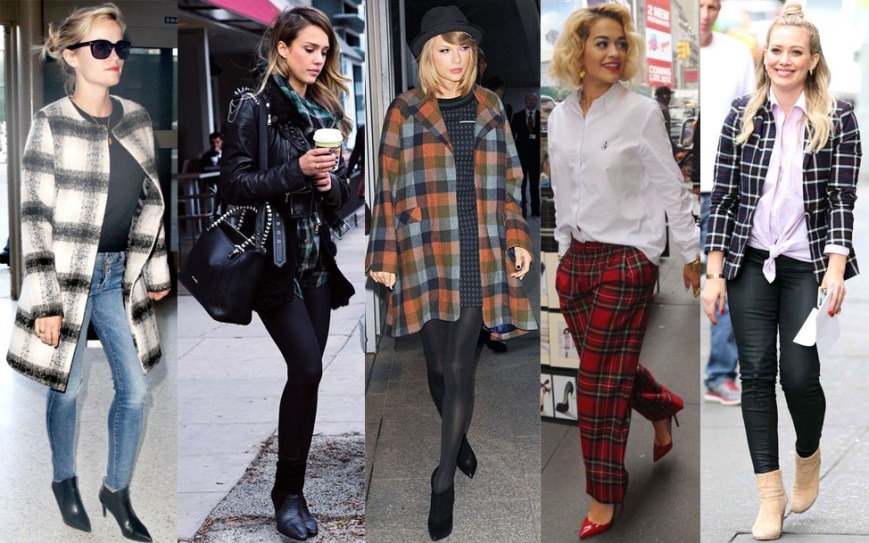 Reese Witherspoon, Jessica Alba, Taylor Swift, Rita Ora, & Hilary Duff in plaid.