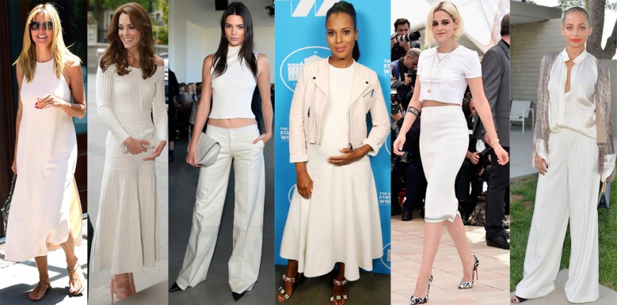 Heidi Klum, Kate Middleton, Kendall Jenner, Kerry Washington, Kristen Stewart, & Nicole Richie in white.